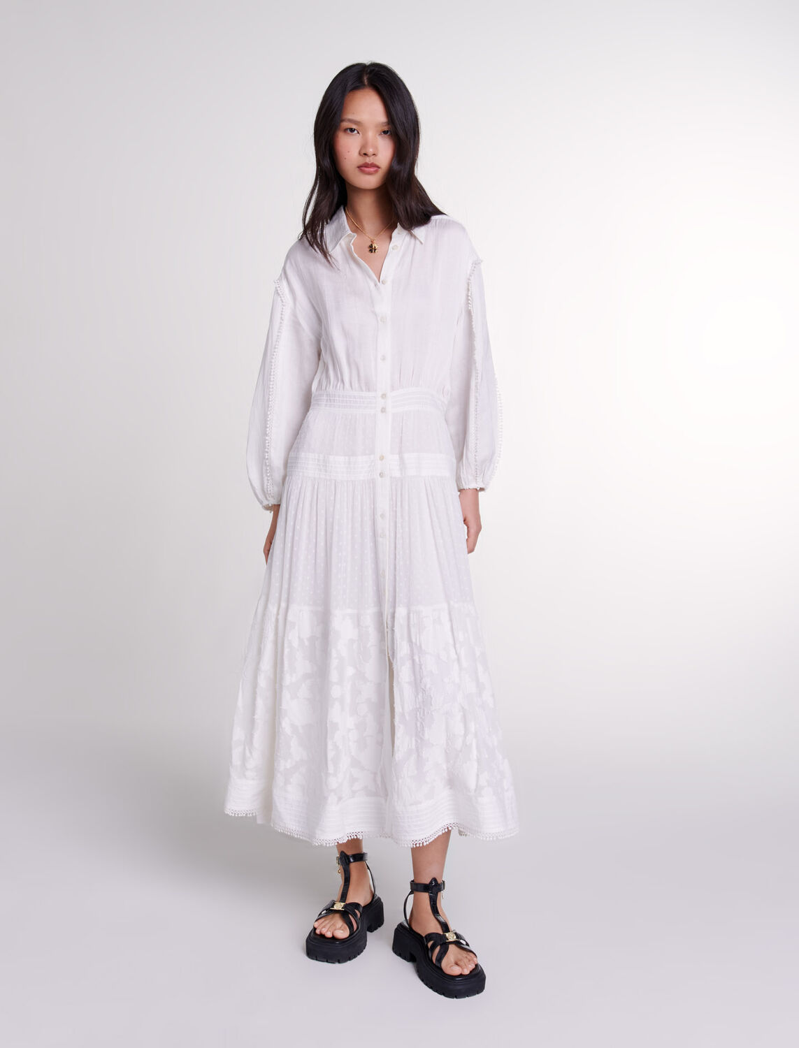 Cotton patchwork maxi dress - Qixi Collection - MAJE