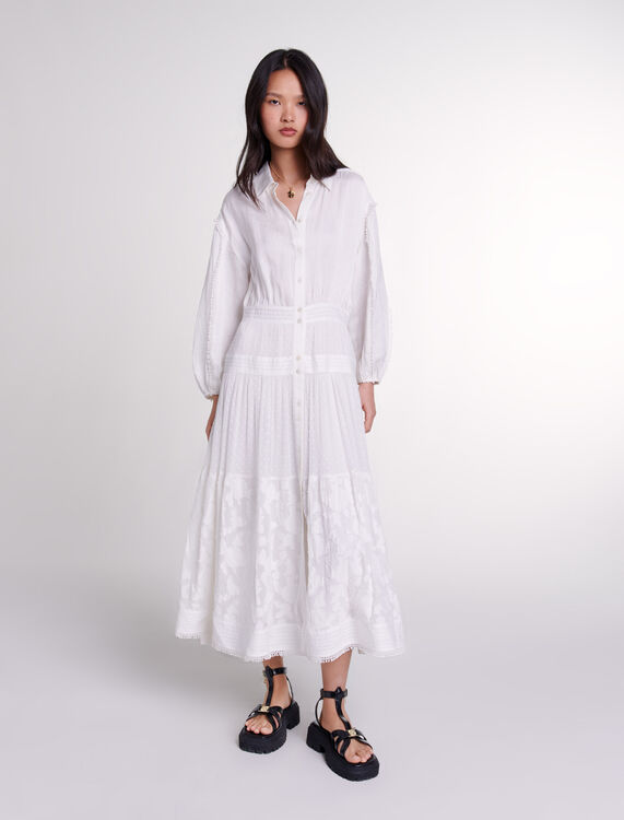 Cotton patchwork maxi dress : View All color Ecru
