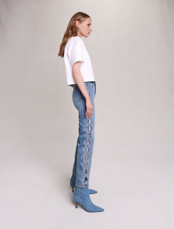 Rhinestone butterfly cropped tee - T-Shirts - MAJE