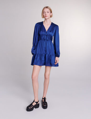 Short satin-look dress : View All color Navy