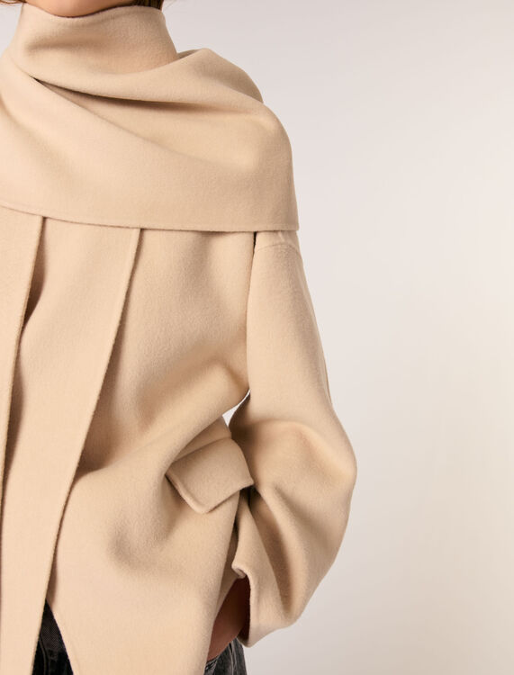 Double-faced coat with scarf - Coats - MAJE