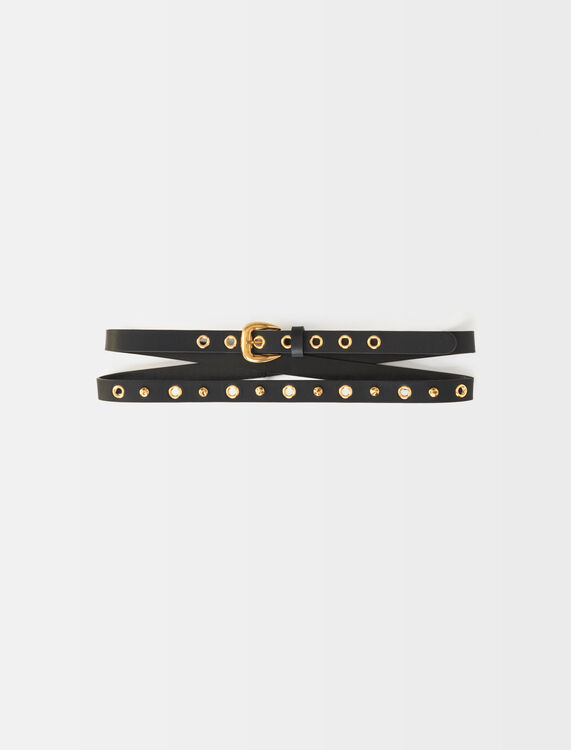 Leather double belt with eyelets - Belts - MAJE