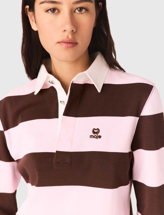 Striped polo sweatshirt - Tops - MAJE