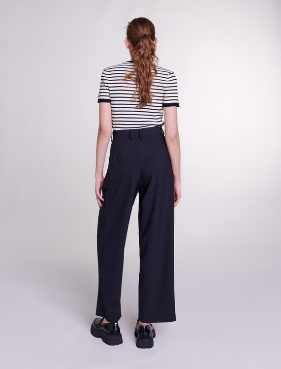 Wide-leg trousers with belt -  - MAJE