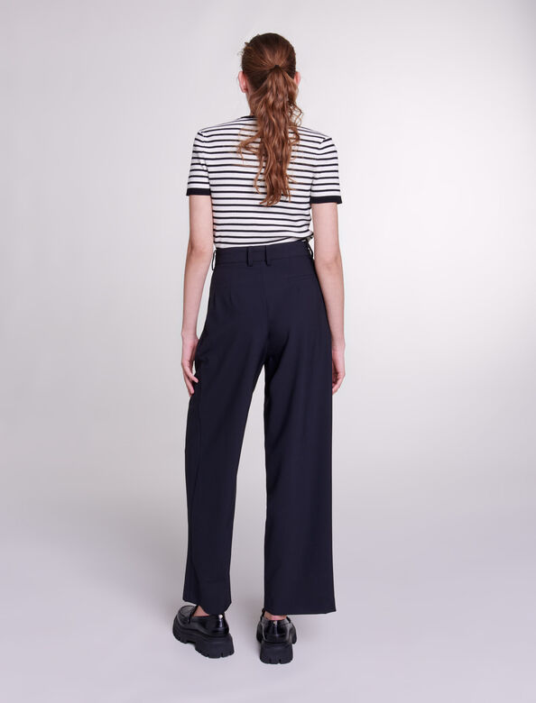 Wide-leg trousers with belt : Pants & Jeans color Black
