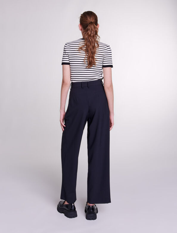 Wide-leg trousers with belt : Trousers & Jeans color Black