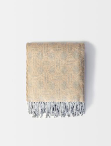 Maje Clover jacquard knit poncho : Scarves and shawls color Grey / Beige