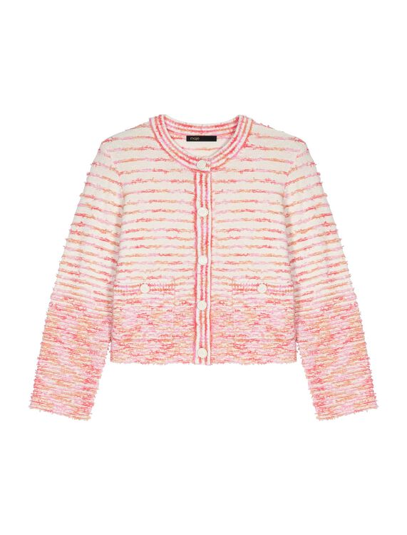 Cardigan with contrasting threads : Sweaters & Cardigans color Pink/Ecru