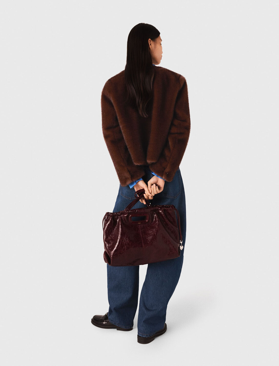 Short faux fur coat : Coats color brown