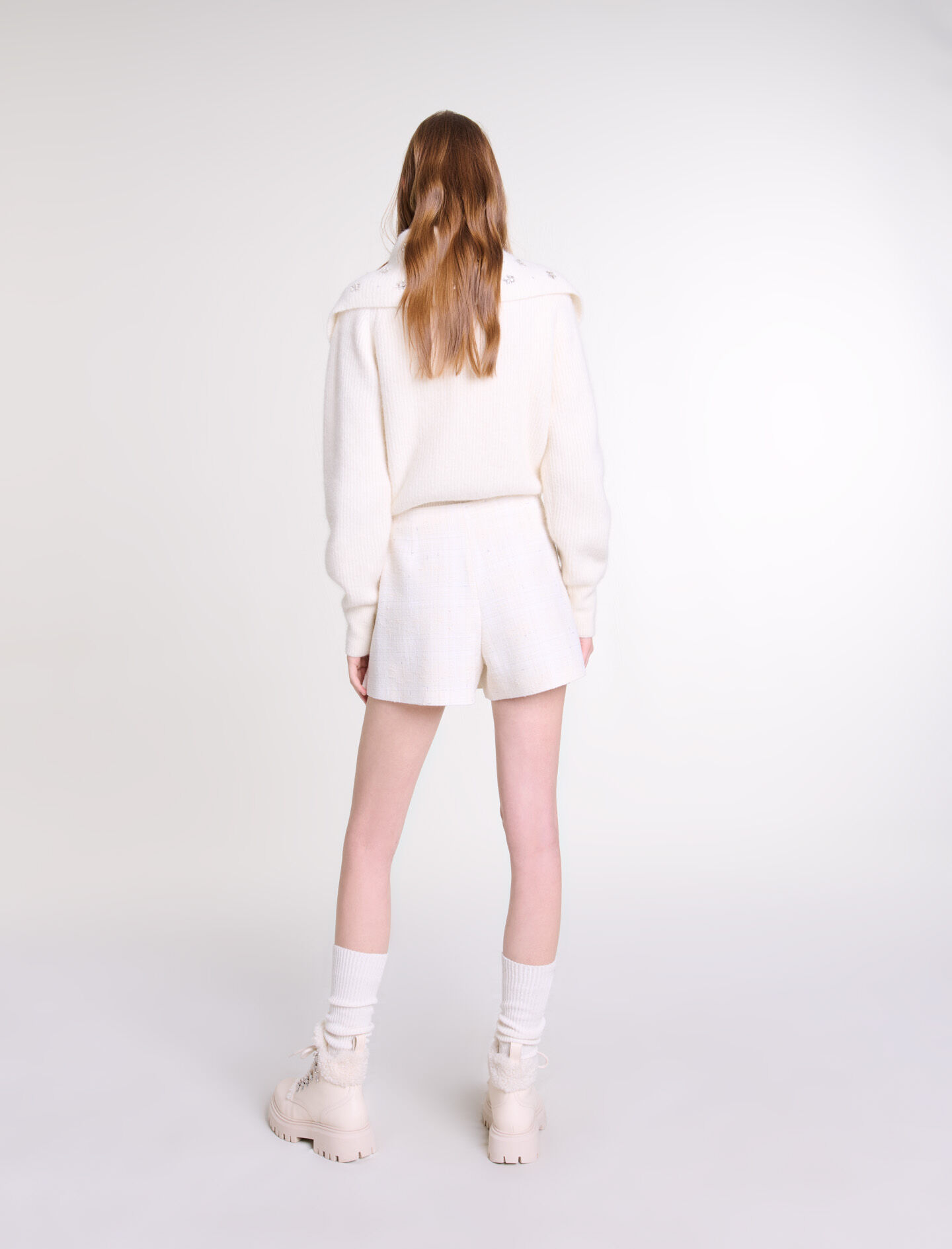 124IJOYCE Short pleated tweed skirt - Skirts & Shorts - Maje.com