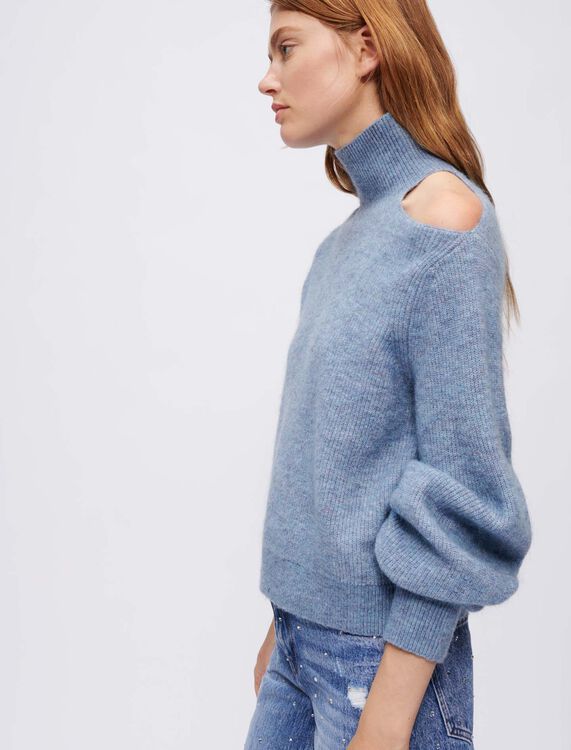 High-necked pullover with open shoulder - Sweaters & Cardigans - MAJE