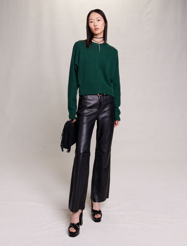 Reversible cashmere jumper : Sweaters & Cardigans color Bottle Green