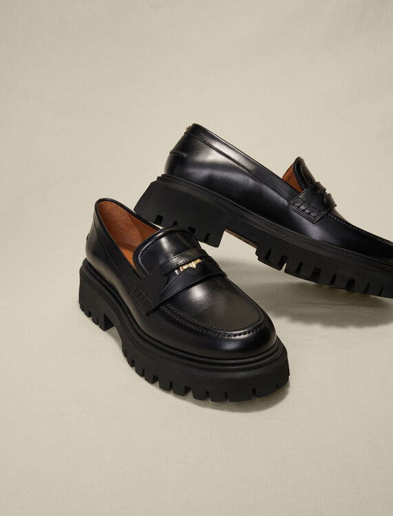 Leather platform loafers -  - MAJE