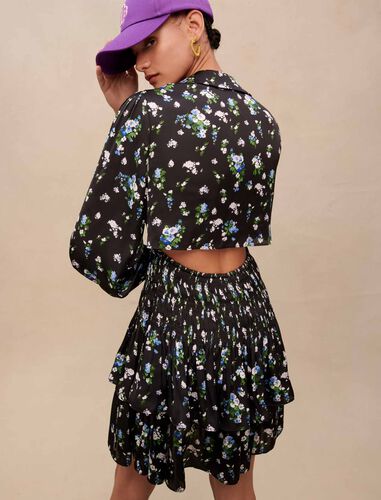 Smocked floral-print dress : Dresses color Blue Bouquet