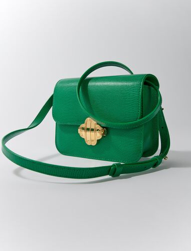 Lizard-effect embossed leather bag : Bags color Cognac