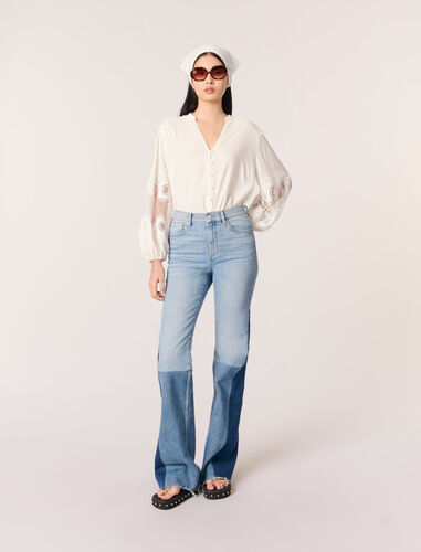 Shirt with embroidered sleeves : Shirts color Ecru