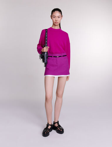 Tweed mini skirt : View All color Fuchsia pink