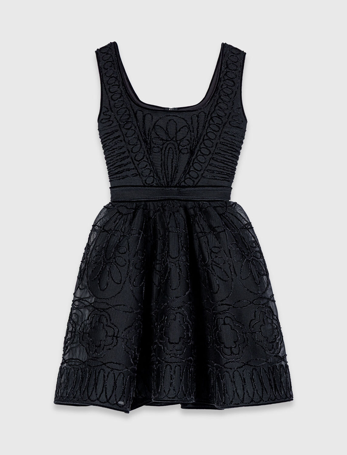 Short embroidered basket knit dress : Dresses color Black