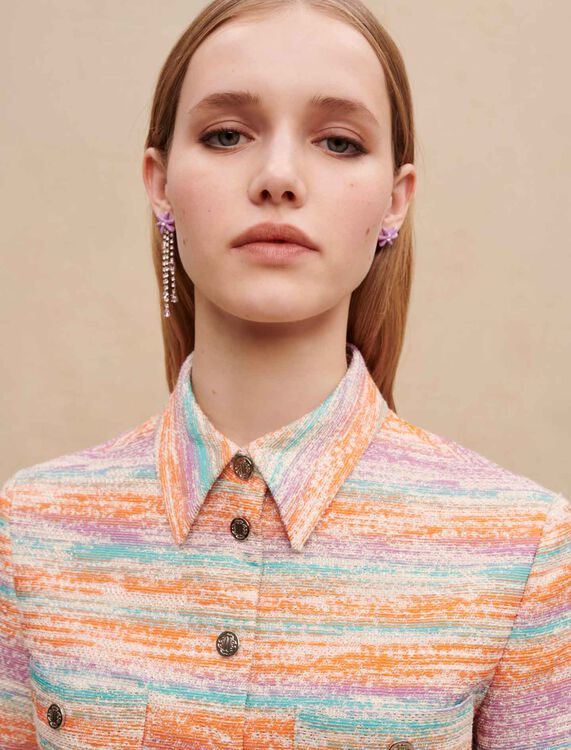Cropped shiny tweed jacket - Blazers - MAJE