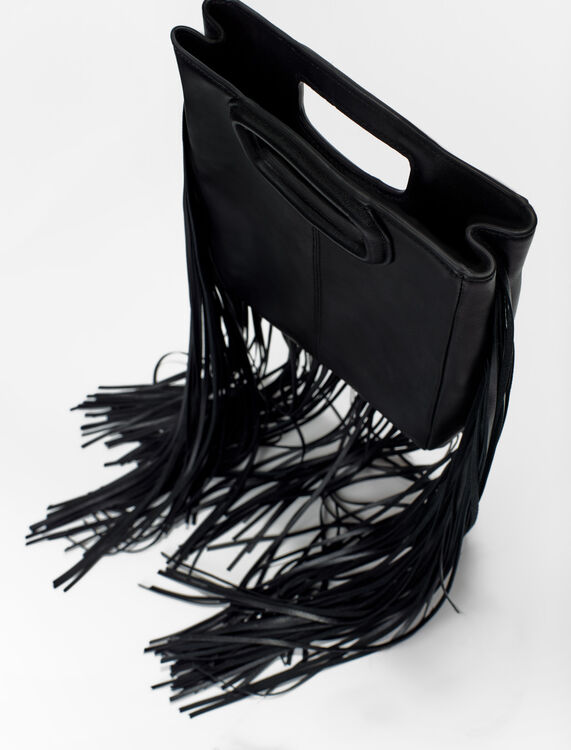 Leather M bag with fringing - Party Time - MAJE
