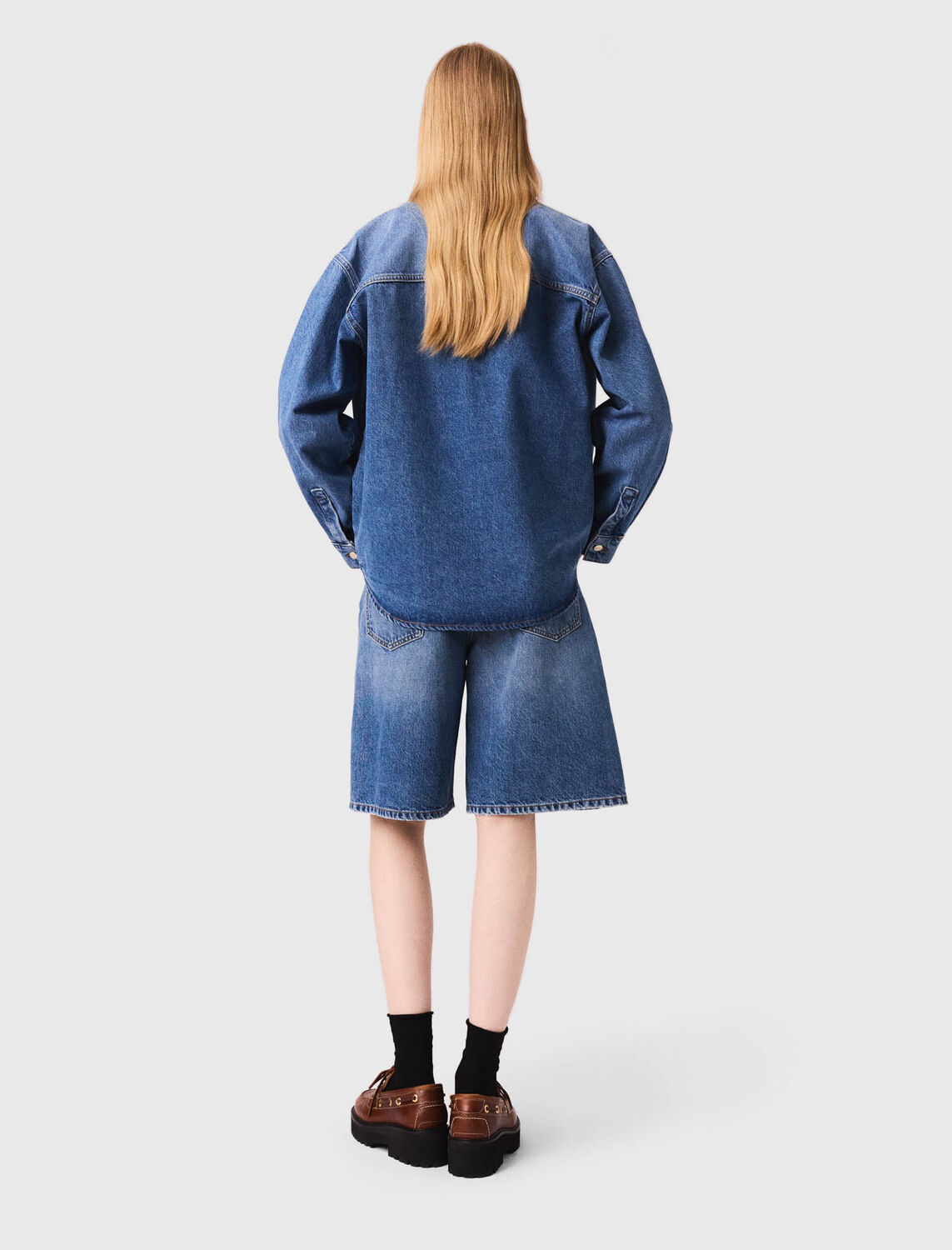 Faded denim jacket : Blazers & Jackets color Blue