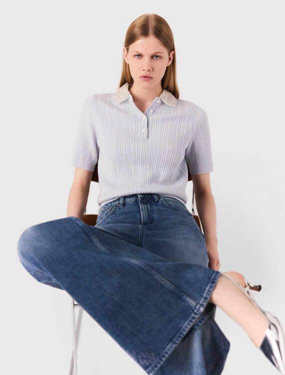 Removable collar knit polo shirt - Sweaters & Cardigans - MAJE