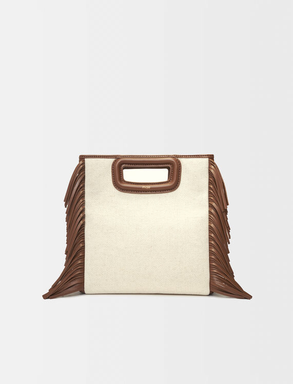 Leather and material mix M bag : M Bag color Tabacco