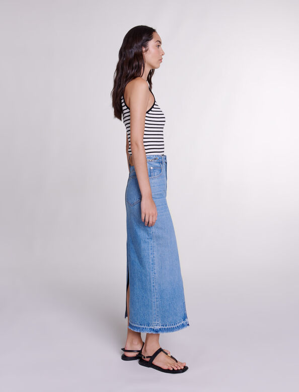 Long denim skirt : Skirts & Shorts color Blue