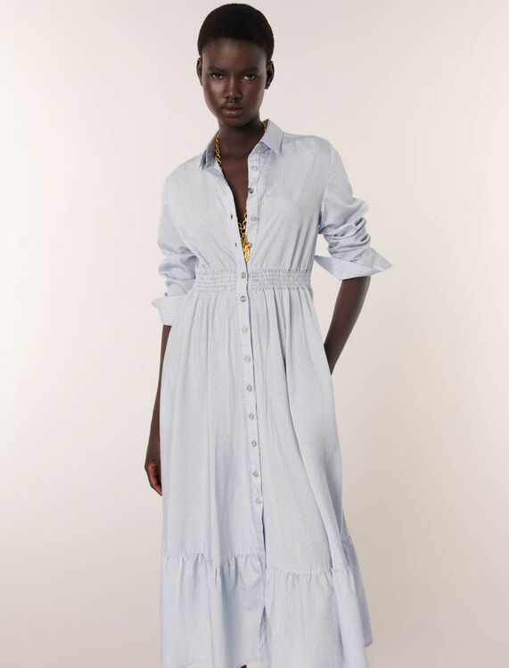Rhinestone striped maxi dress - Dresses - MAJE