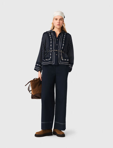 Flowing printed shirt : Shirts color Navy Dot Bandana Print