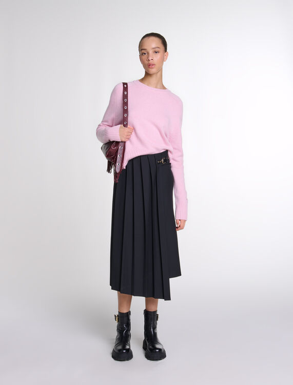 Asymmetrical long pleated skirt : Fall-Winter Collection color Black