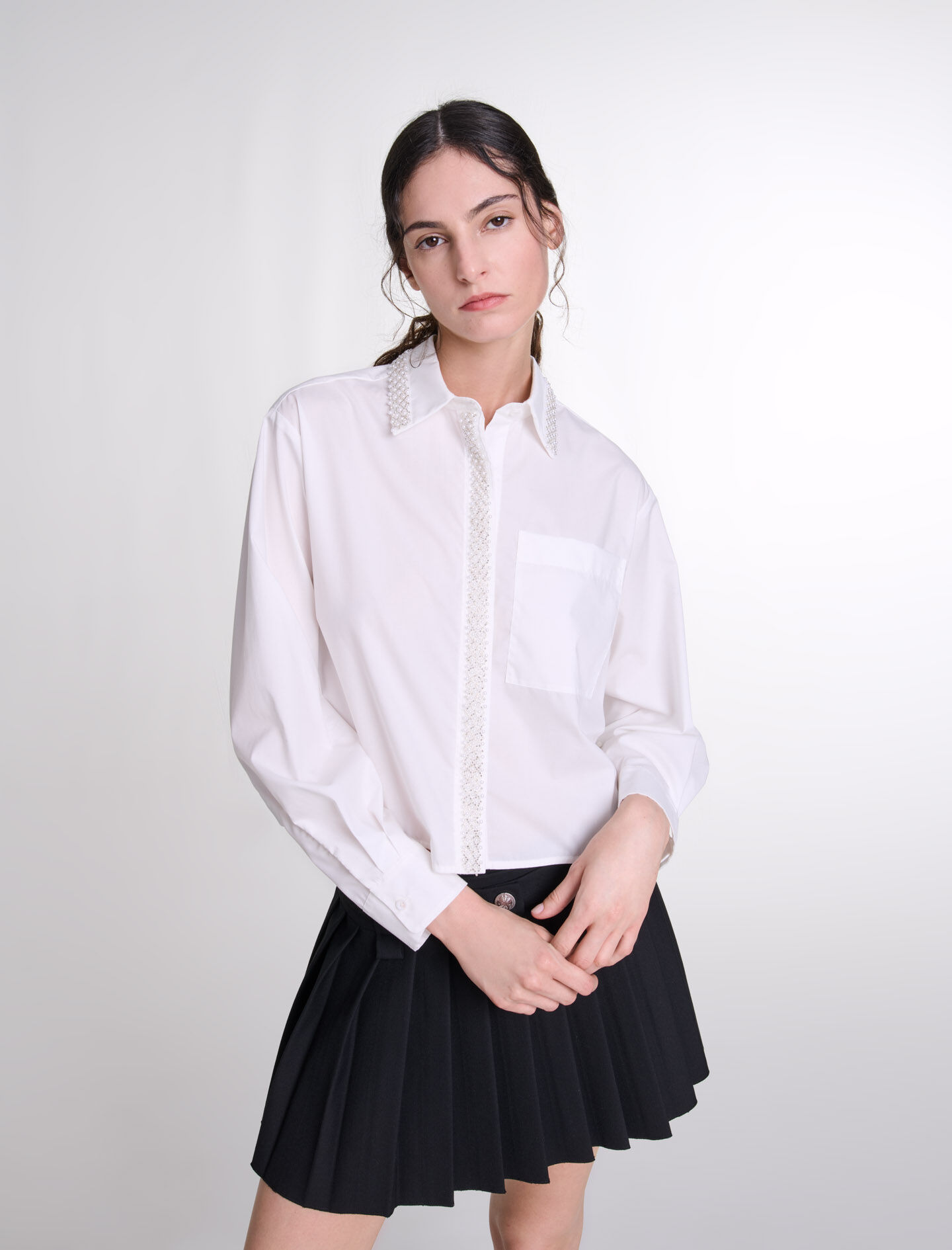 124JINIMOU Short pleated skirt - Skirts & Shorts - Maje.com