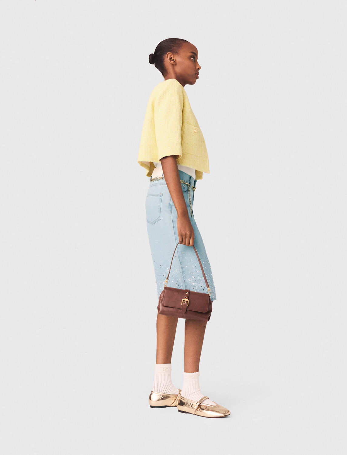 Short-sleeved tweed jacket - Blazers & Jackets - MAJE