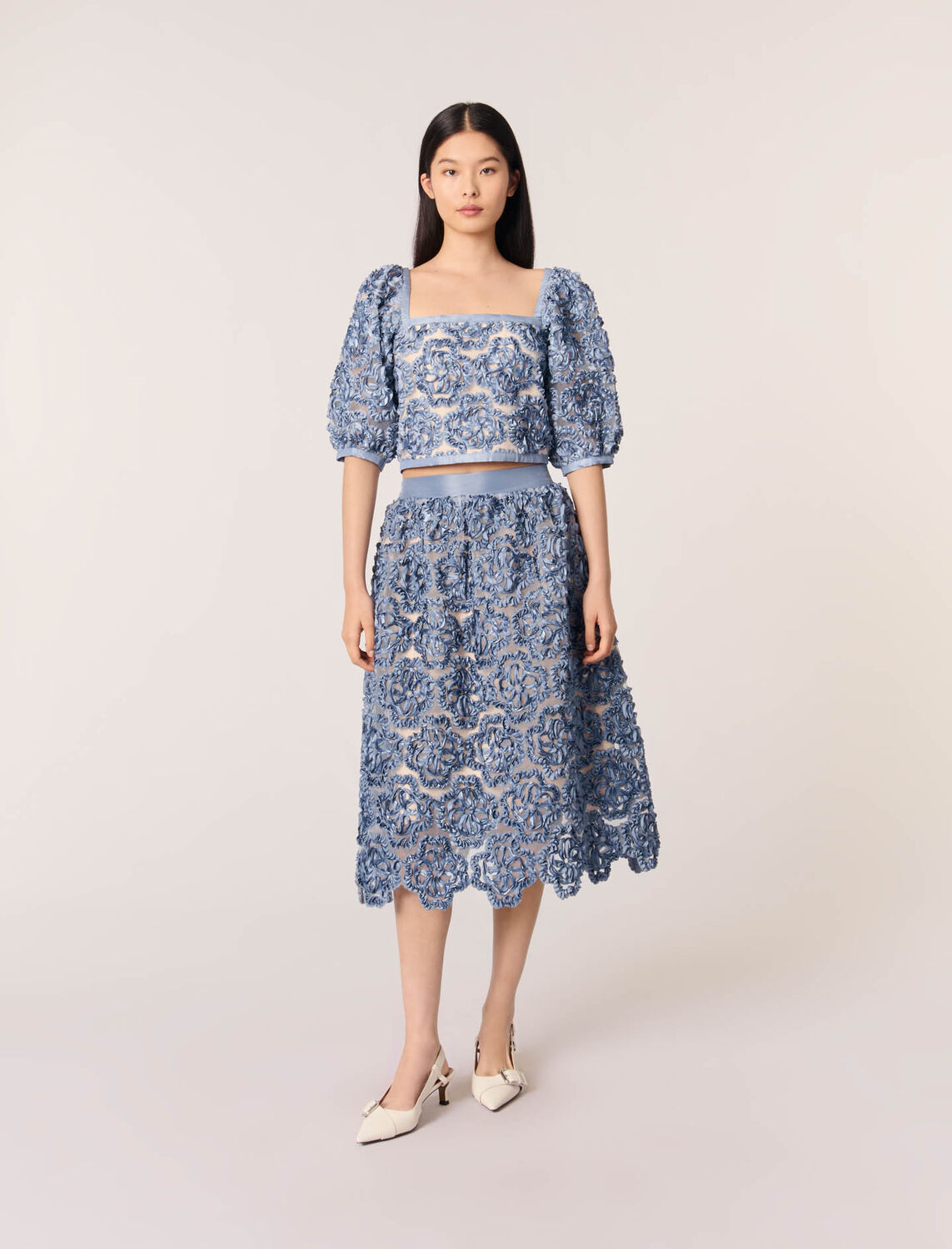 Floral organza maxi skirt - Skirts & Shorts - MAJE