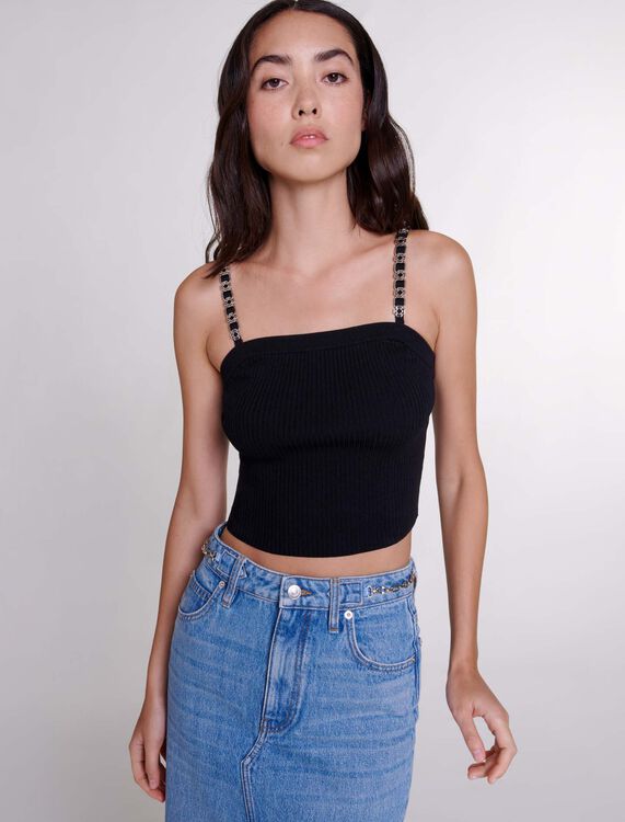 Crop top with removable straps - Tops - MAJE