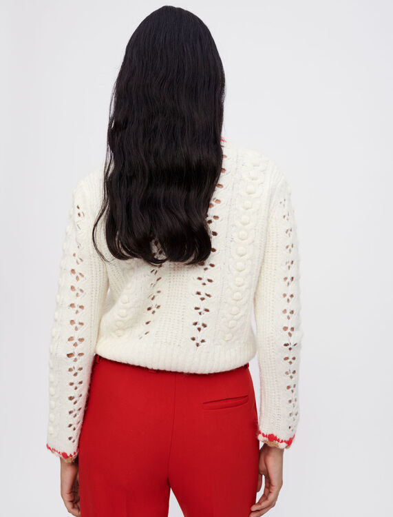Contrasting openwork knit cardigan - Cardigans & Sweaters - MAJE
