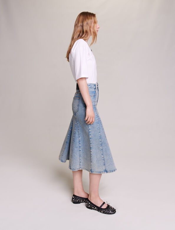 Denim midi skirt : Skirts & Shorts color Blue
