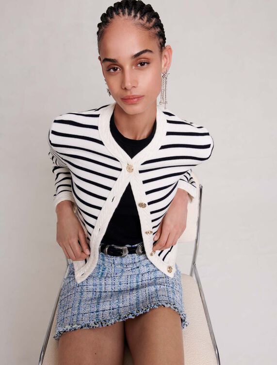 Striped knit cardigan -  - MAJE