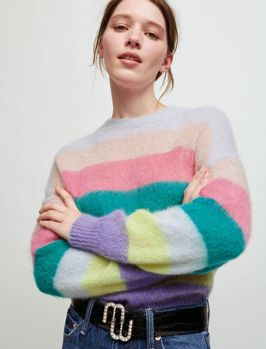 马海毛条纹套头衫 : Sweaters & Cardigans 顏色 多色/MULTI-COLOR