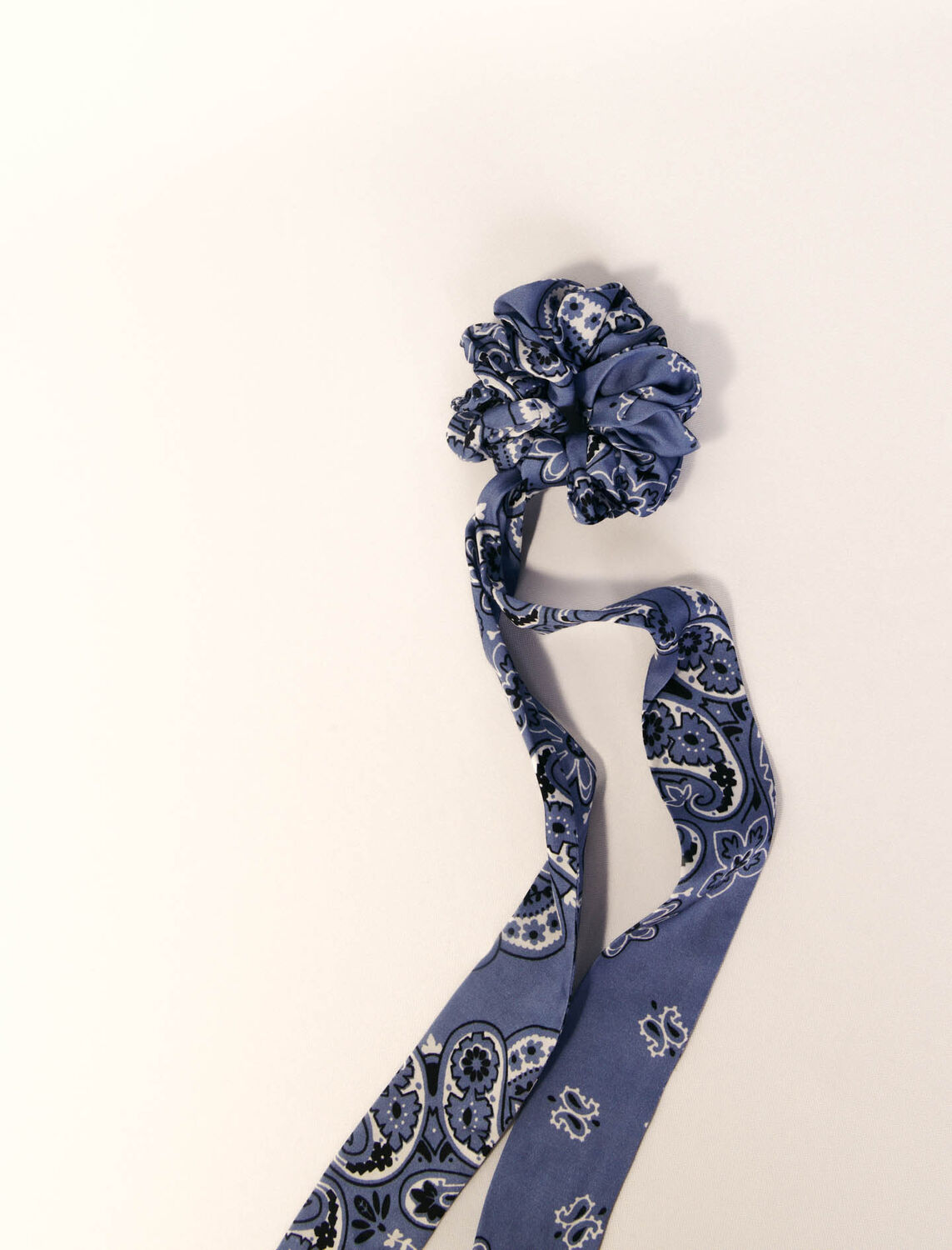 Scrunchie with printed ribbon scarf -  - MAJE
