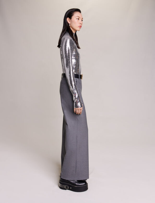 Wide-leg trousers : Bottoms color Grey