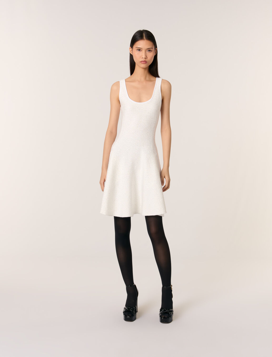 Sequin knit short dress -  - MAJE
