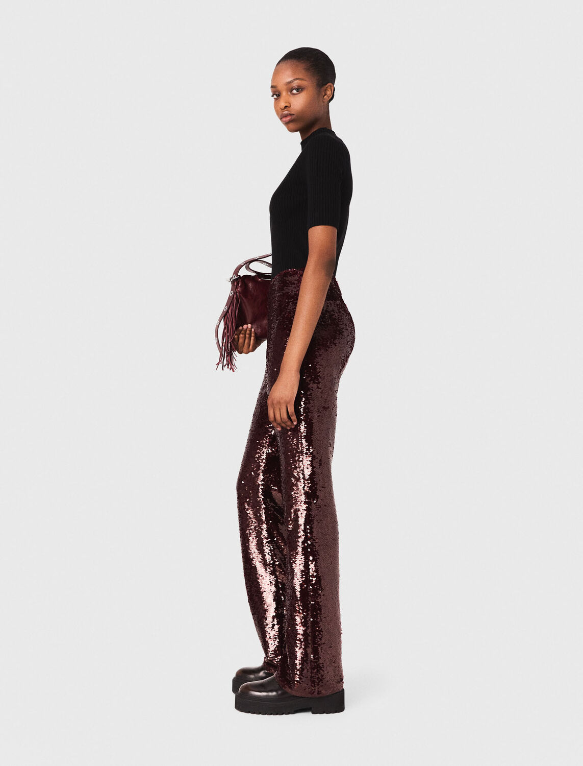 Sequin-embroidered trousers - Trousers & Jeans - MAJE