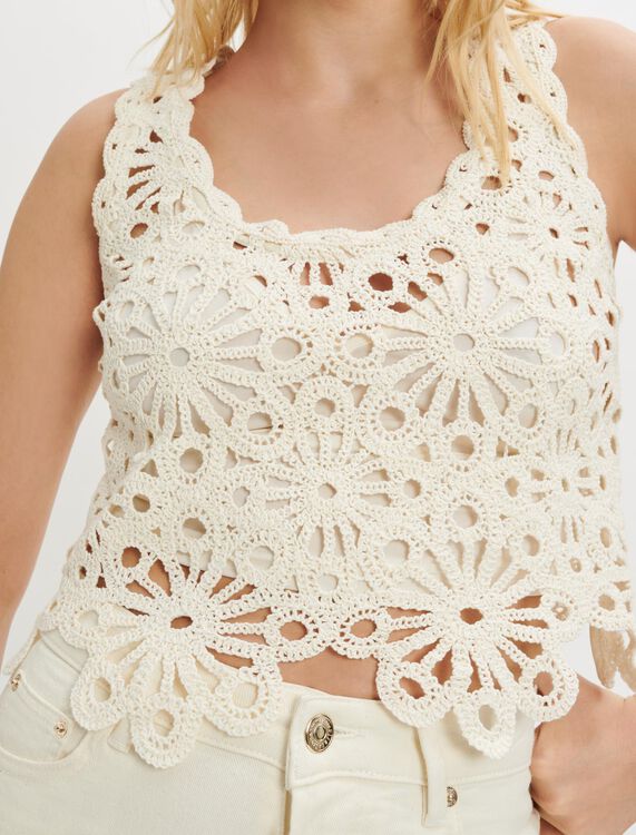 Crochet-style guipure top - Up to 40% off - MAJE