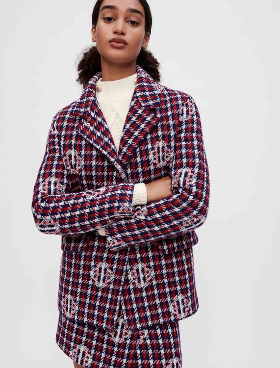 Checked Clover jacquard jacket - Coats & Jackets - MAJE