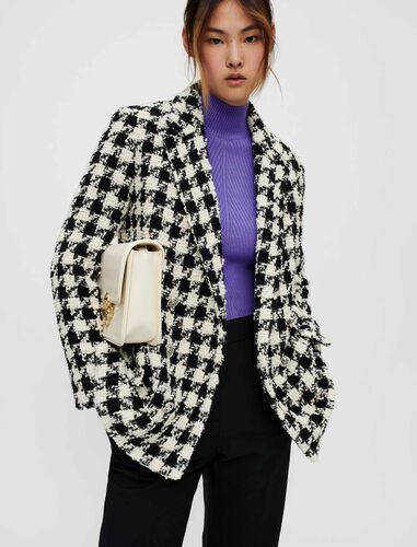 Houndstooth wide-cut, thick jacket : Blazers color Black / White