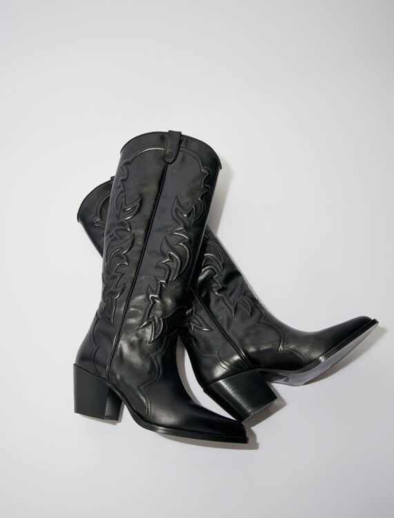 Western leather boots - Booties & Boots - MAJE