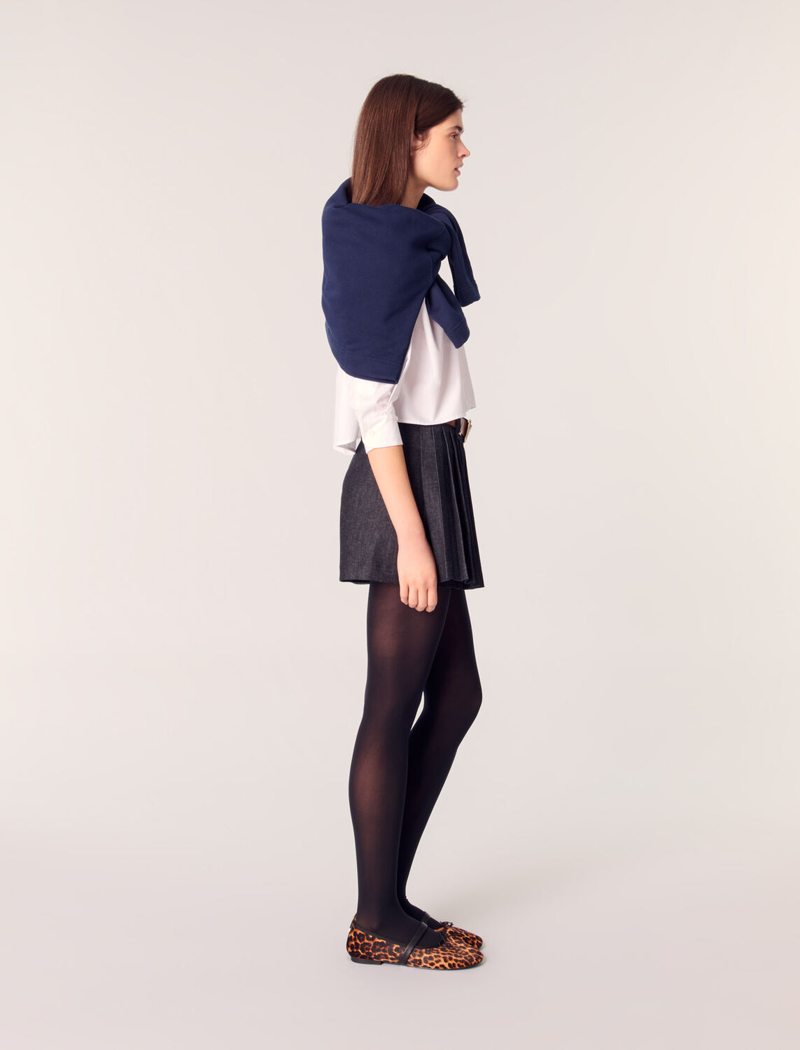 Layered-effect pleated denim shorts - Skirts & Shorts - MAJE