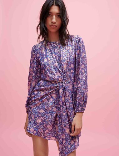 Metallic printed viscose dress : Dresses color Purple