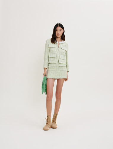 Tweed jacket with shine : 50% Off color Light green